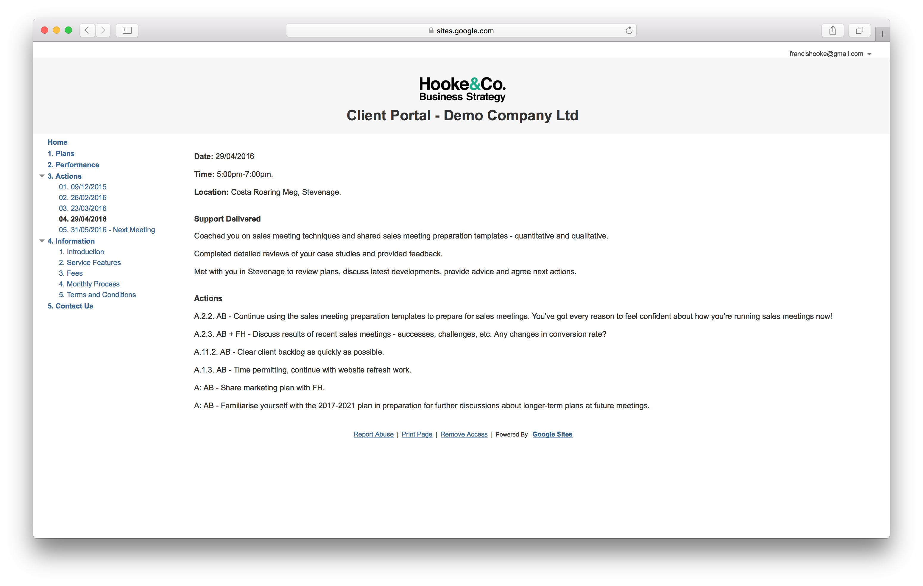 Client Portal - Actions